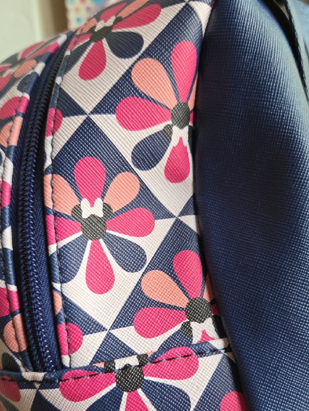 Disney Minnie Mouse Pink Floral Mini Backpack with Navy Accents - Picture 6 of 11